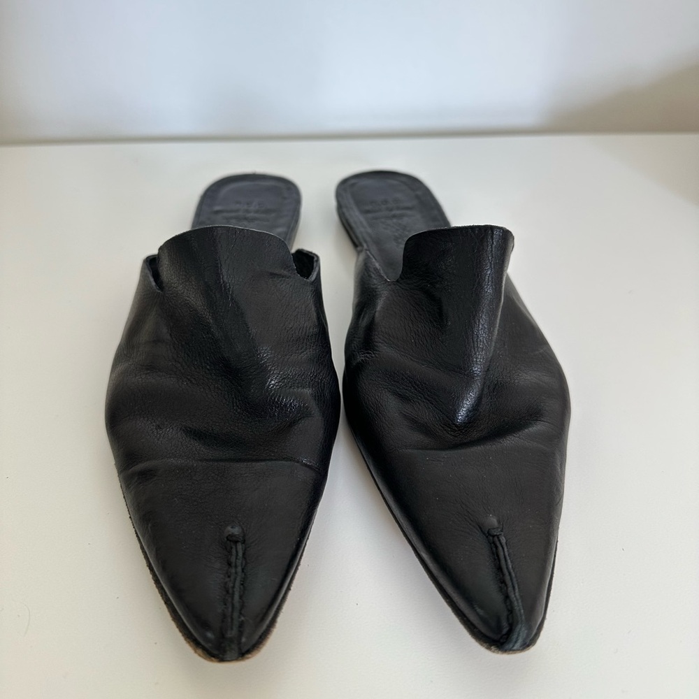 N.D.C. Made By Hand | Vintage Black Leather Pointed Slipper Mules | 37 (6-6.5) - Picture 3 of 9